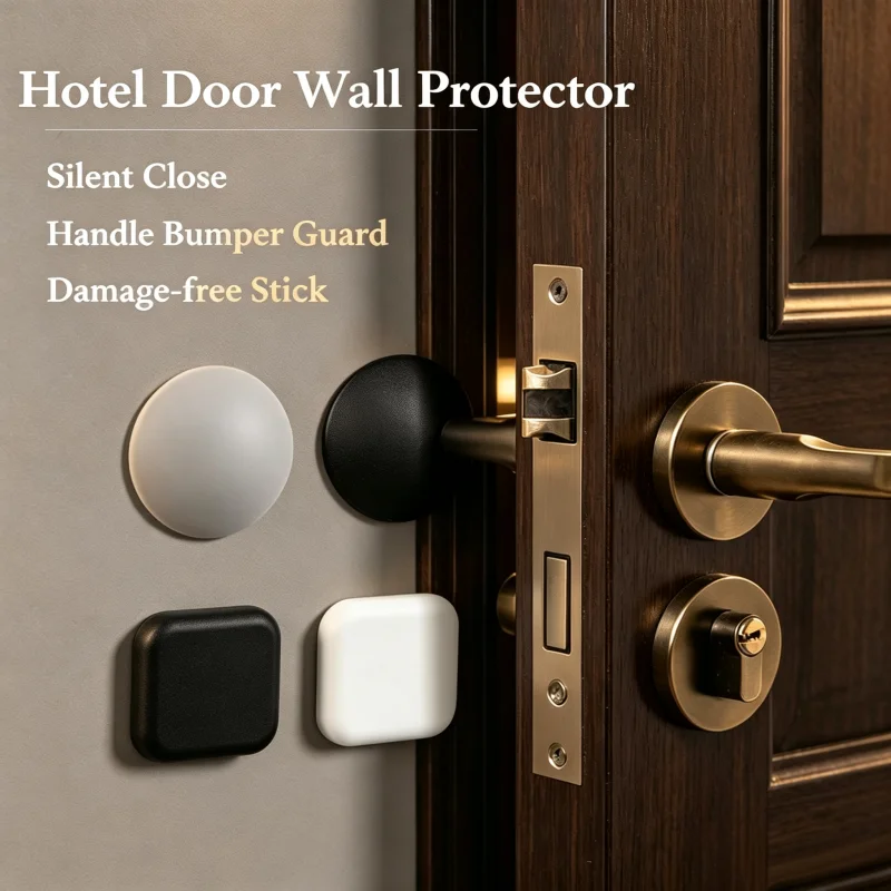 Silicone Door Stopper Punch-Free Wall Protector, Self-Adhesive Door Bumper Buffer, Anti-Collision Pad for Door Handle Fridge Cab