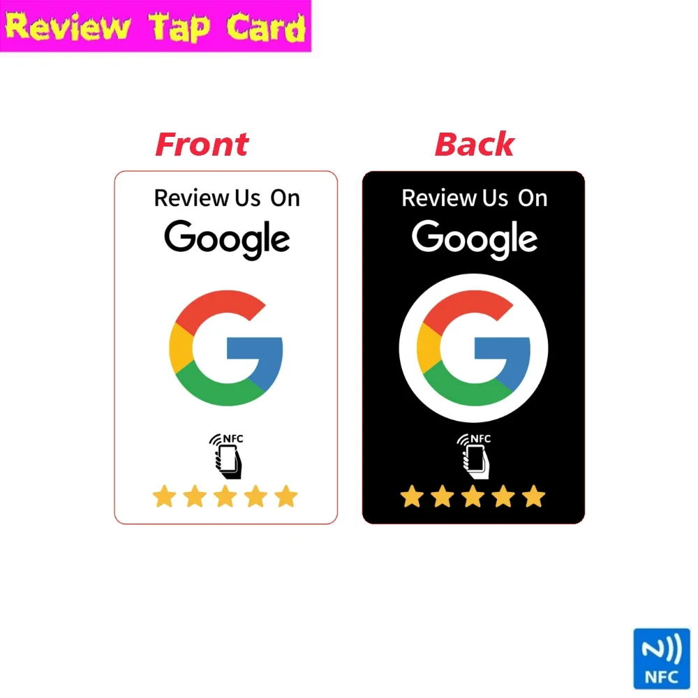 1/5/20Pcs Reusable Review Tap Card Google Reviews Tap NFC Card Front Back AB Side Review Us on Google Saves Time User-Friendly
