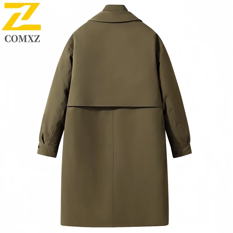 Men's Warm Tactics Jacket Winter Fashionable High Quality Thick Fleece Warm Fur Collar Parka Casual Mid-length Cold-proof Coat