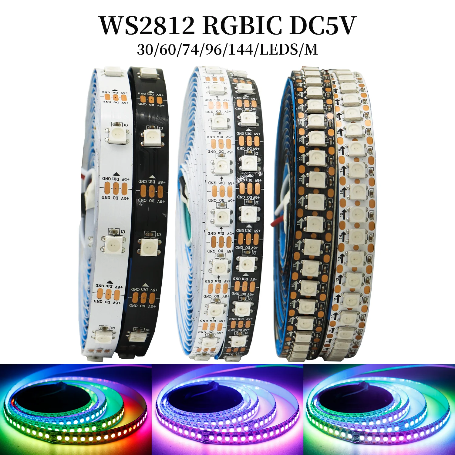 Pixels RGBIC LED strip WS2812 Individually Addressable IC Soft lighting lamp WS2812B Programmable Dream led lights tape DC5V