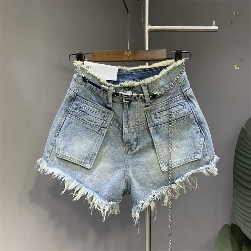 Y2 K Booty Shorts Harajuku Retro Distressed Raw Edge Shorts Voor Dames Hoge Taille Slanke Hete Sexy Meisje Jeans Shorts Nieuwe Streetwear