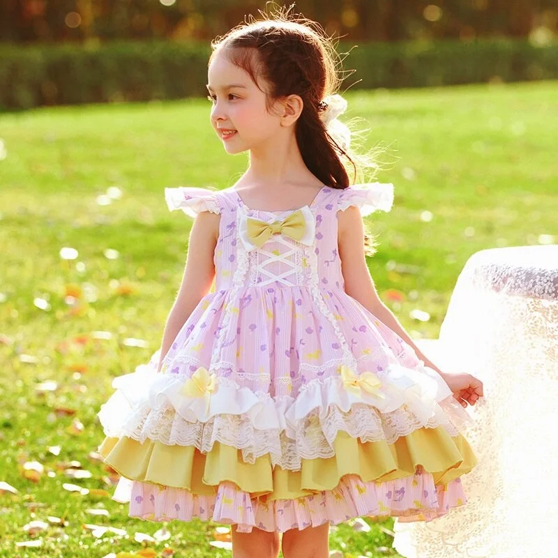 ロリータプリンセススカート,フローラルベスト,子供用ドレス,サマーコレクション2022
