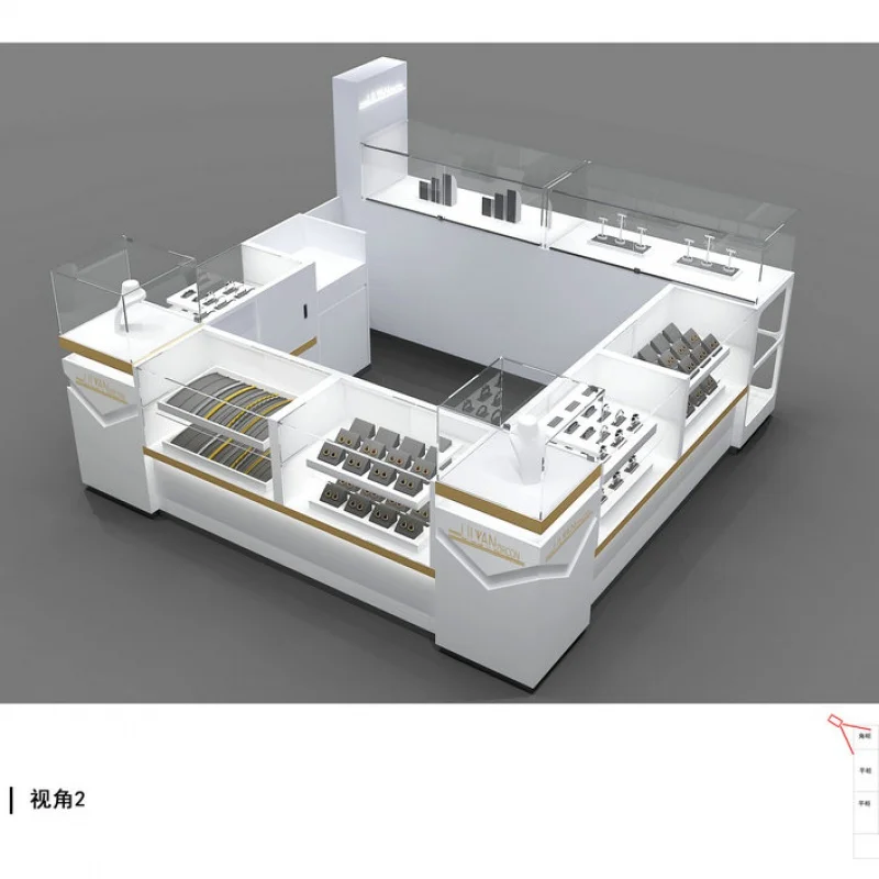 

custom.Retail Shopping Mall White Jewelry Display Kiosk Customized Jewelry Showcase Counter For Sale