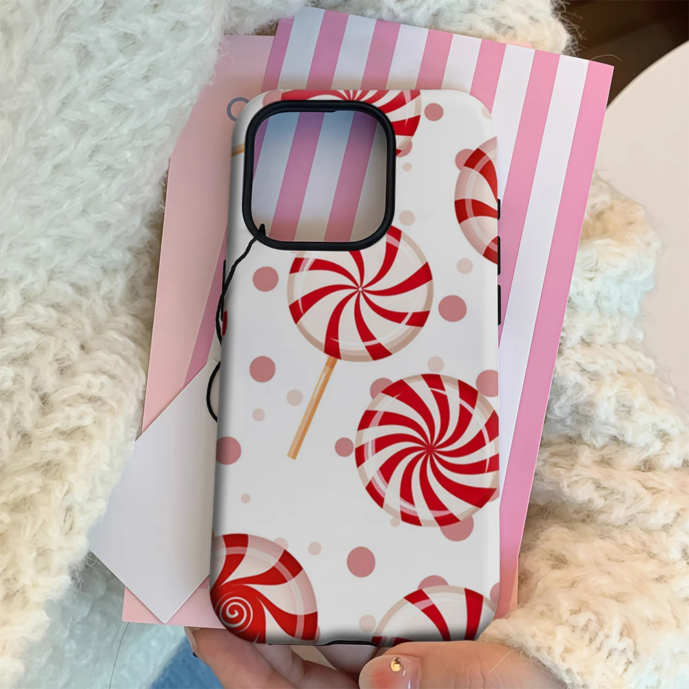 كاندي كين دوامة البوب آيفون 17 يجب أن يكون لديهم جراب هاتف آيفون 17 16 15 14 13 12 برو ماكس زائد طبقة مزدوجة الغطاء الخلفي #4