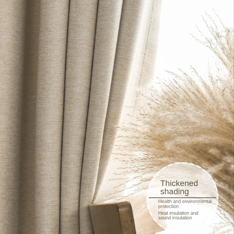 

2023 New Nordic Sunscreen Heat Insulation Living Room Curtain Thickened Shading Bedroom Curtains Light Luxury Bay Window Drapes