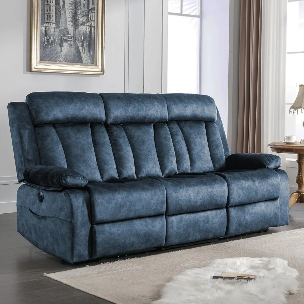 

Power Reclining Sofa with Massage & Heat, USB & Type-C Ports, Drop-Down Tray Table, Cup Holders, Storage Pockets,