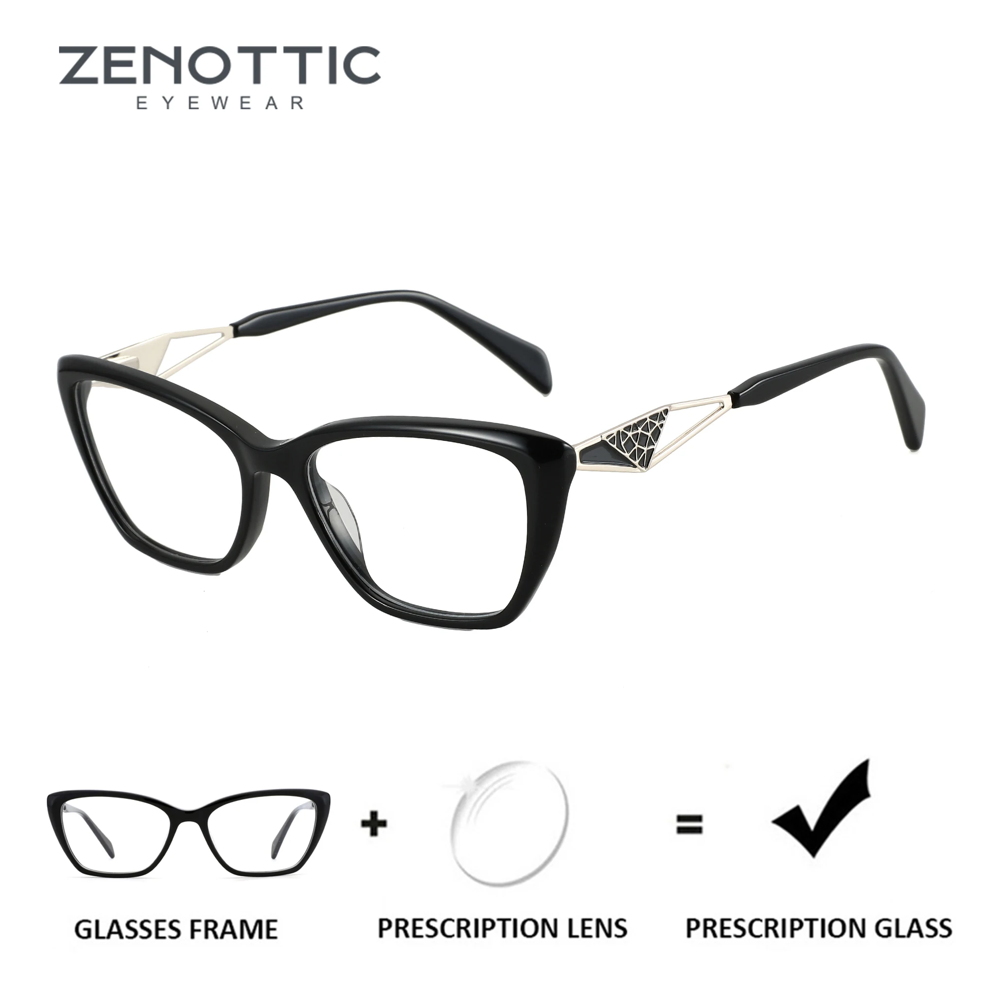 

ZENOTTIC Acetate Butterfly Prescription Glasses Women Myopia/Progressive Eyewear Fashion Square Optical Eyeglasses