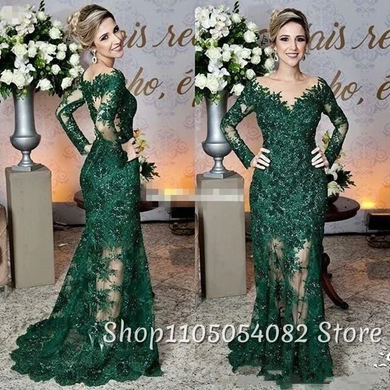 

Зеленое изящное сверкающее платье для мамы с V-образным вырезом и блестками, расшитое бисером, кружево и пол, платья для матери невесты, свадьба 2025, по индивидуальному заказу