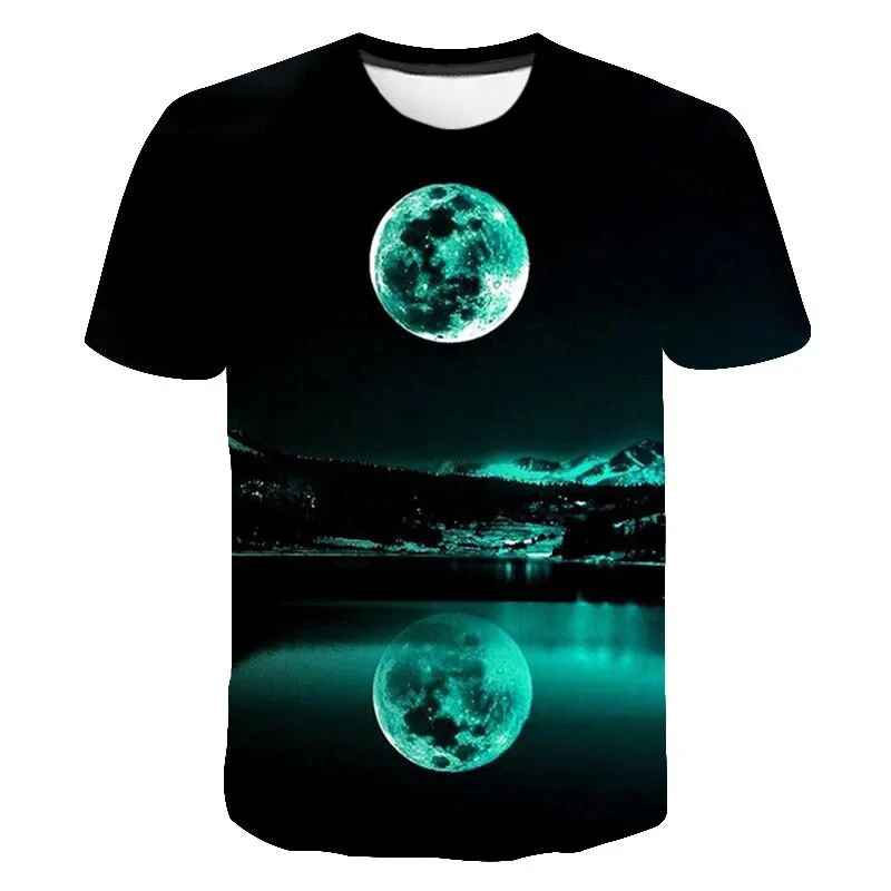 Herren-T-Shirt mit 3D-Galaxy-Planet-Print, Rundhalsausschnitt, kurzen Ärmeln, Sommer, lässige Streetwear, Herren-Oberteile – Detail 8