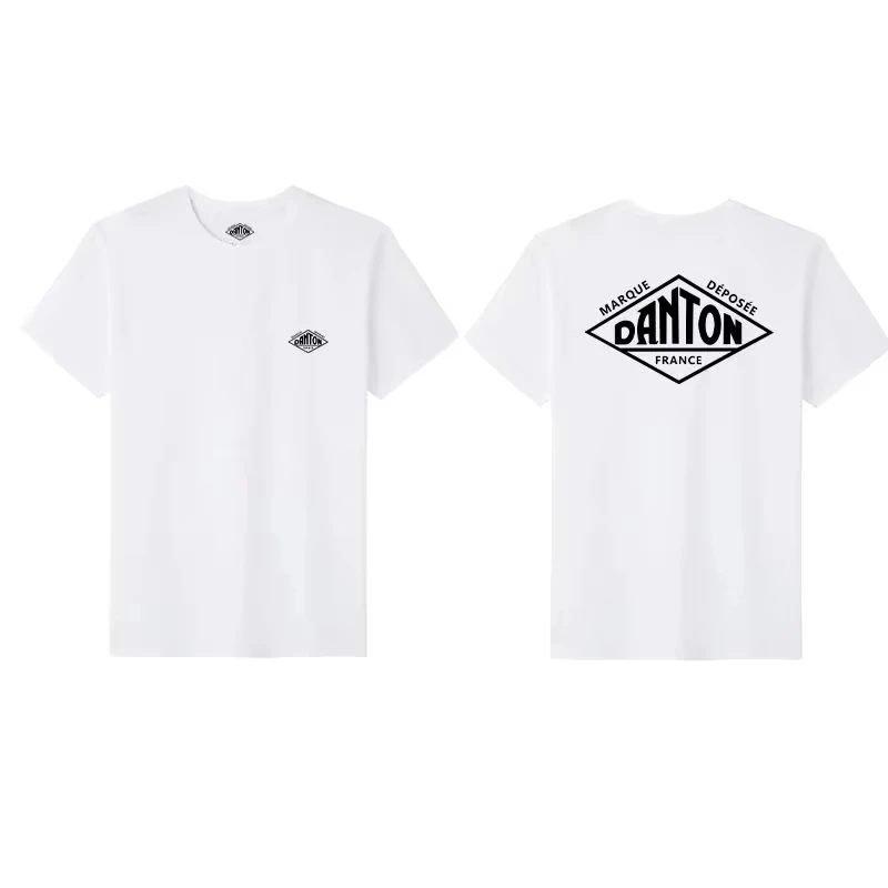 

Japan Style Pure Cotton T-shirt for Men and Women Couple Look Ins French Style Trendy Front and Rear Letters Print Tees Summer