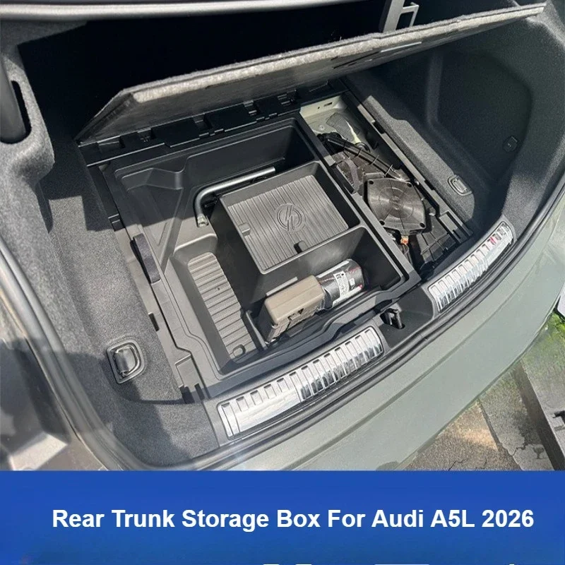 For Audi A5L 2026 Rear Trunk Storage Box ABS Trunk Large Capacity Luggage Organizer Interior Tidying Accessories