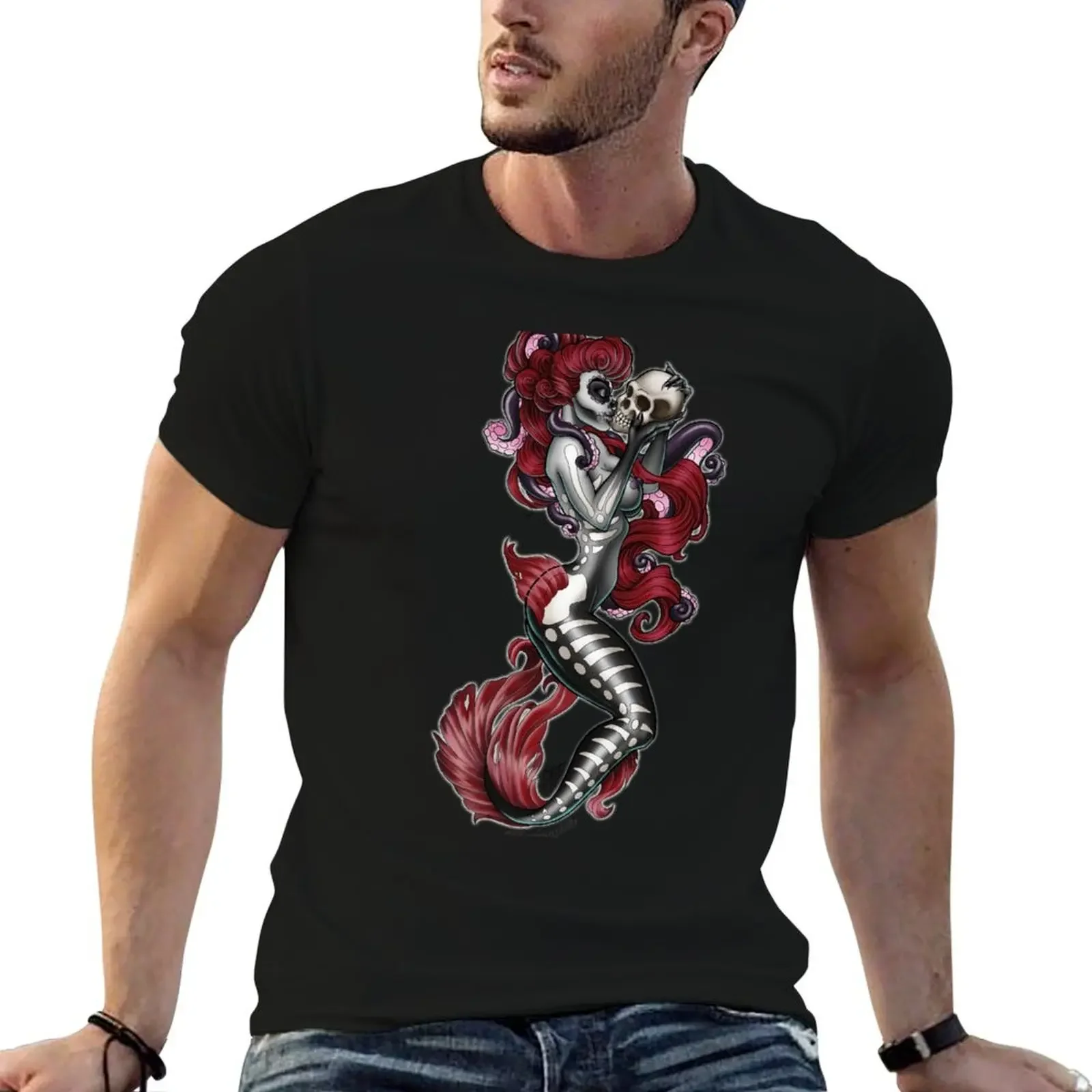 

Memento Mori Mermaid - Red T-Shirt animal prinfor boys oversized t shirt men t shirts