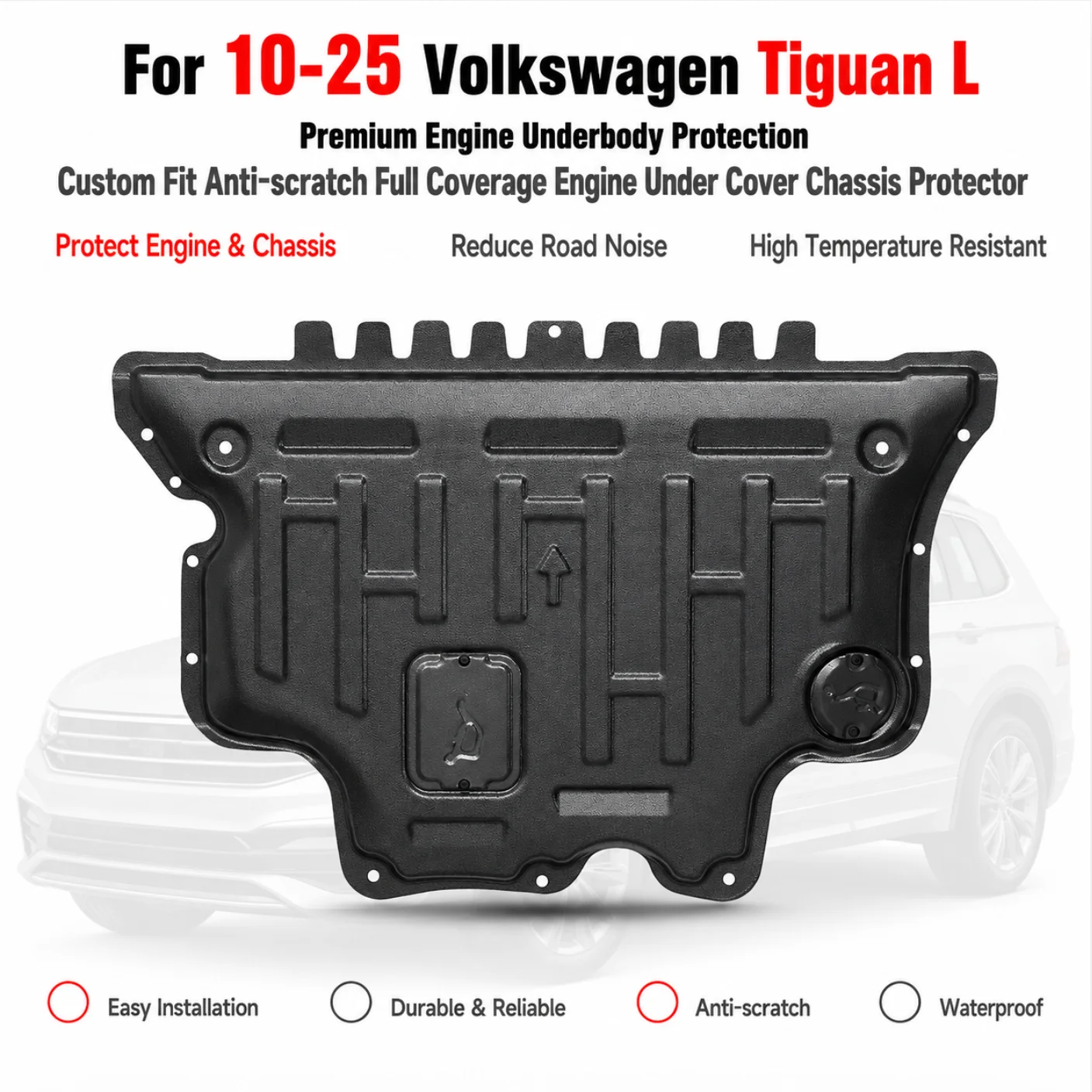 Premium Custom Fit Engine Skid Plate Under Engine Guard For 10-25 Volkswagen Tiguan L Chassis Protector Armored Bottom Guard