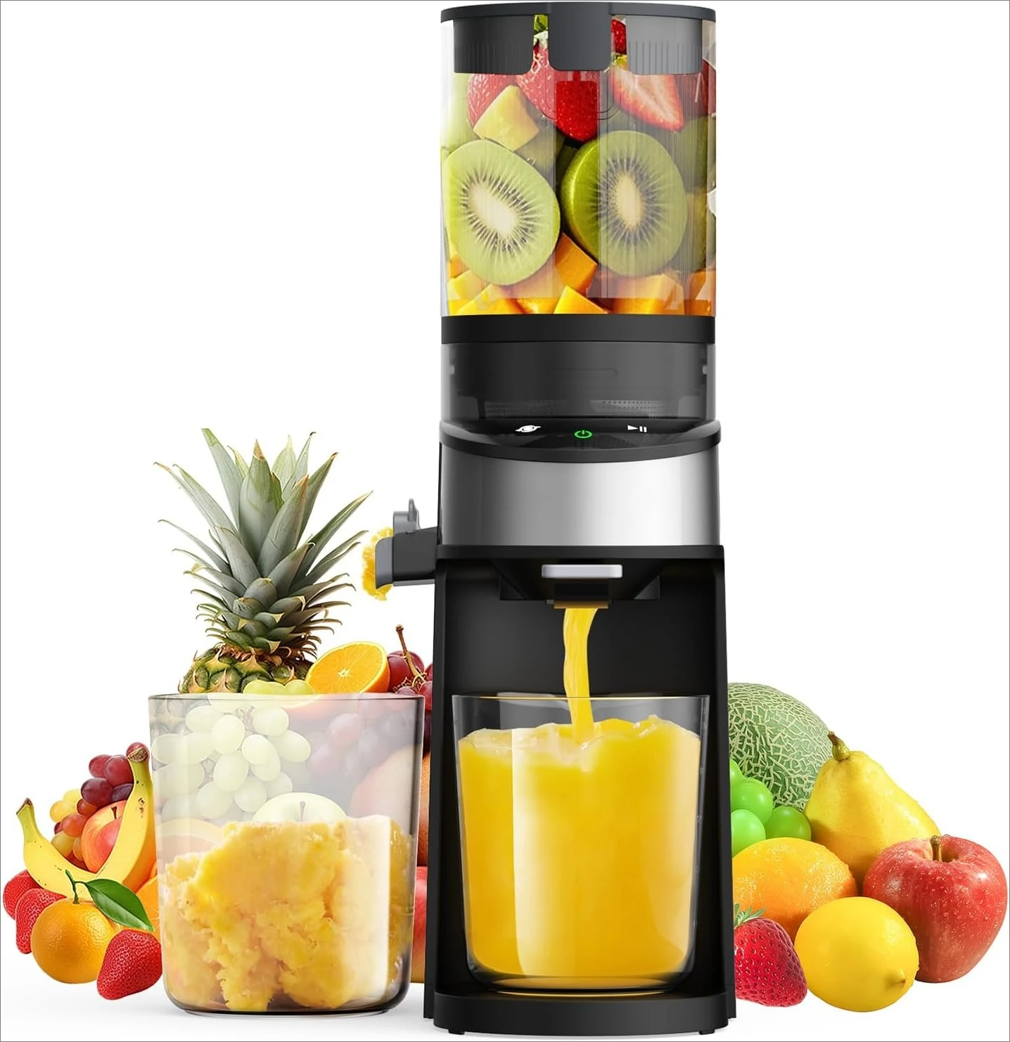 

Cold Press Juicer,400W Juicer Machines,4.9"Wide Feed Chute Slow Masticating Juicer for Whole Vegetables & Fruits,High Juice Yield,Easy to Clean,Advanced Touch Sensing Switch(Silver Gray)