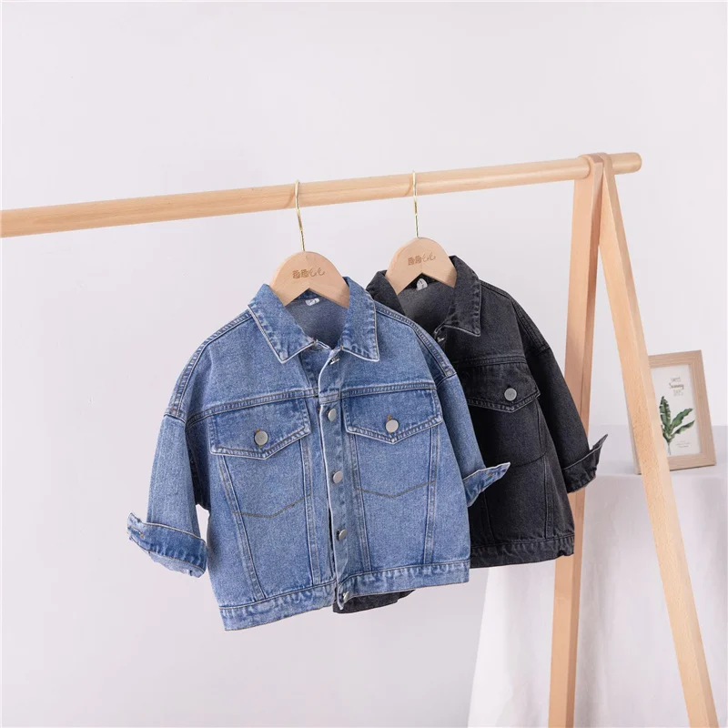 2025 Spring Autumn New Kids denim jackets 1-8 Years Children\'s loose casual outwear Cardigans Boy\'s Girl\'s vintage denim Coats