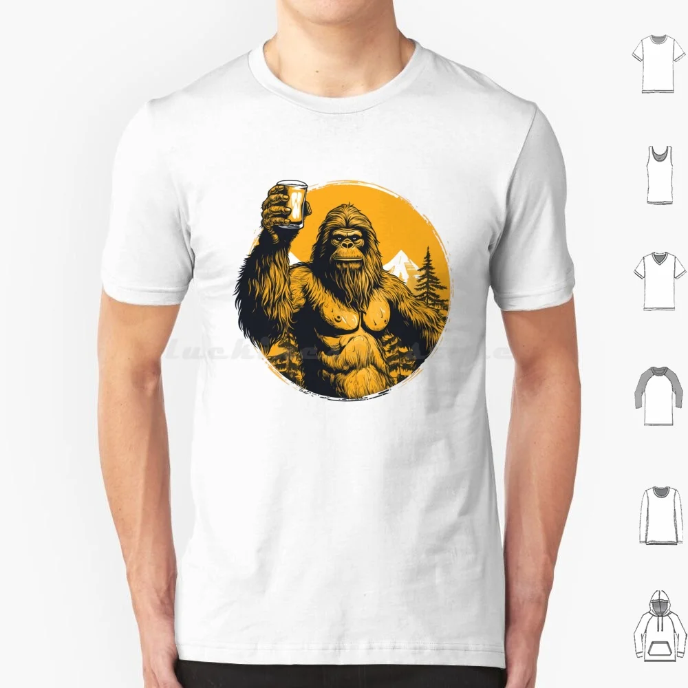 Bigfoot With A Beer T Shirt 6xl Cotton Cool Tee Beer Bigfoot Funny Sci Fi Sasquatch Friendly Bigfoot