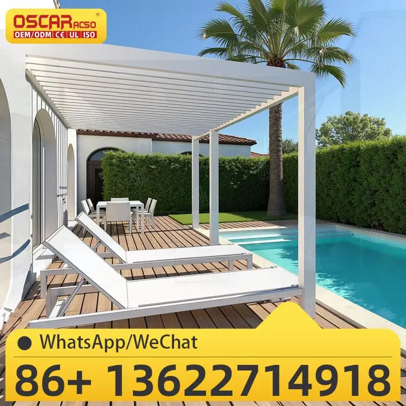 

Водонепроницаемые алюминиевые уличные солнцезащитные козырьки с жалюзи на крыше, наборы бесед для сада, патио, беседки на заднем дворе