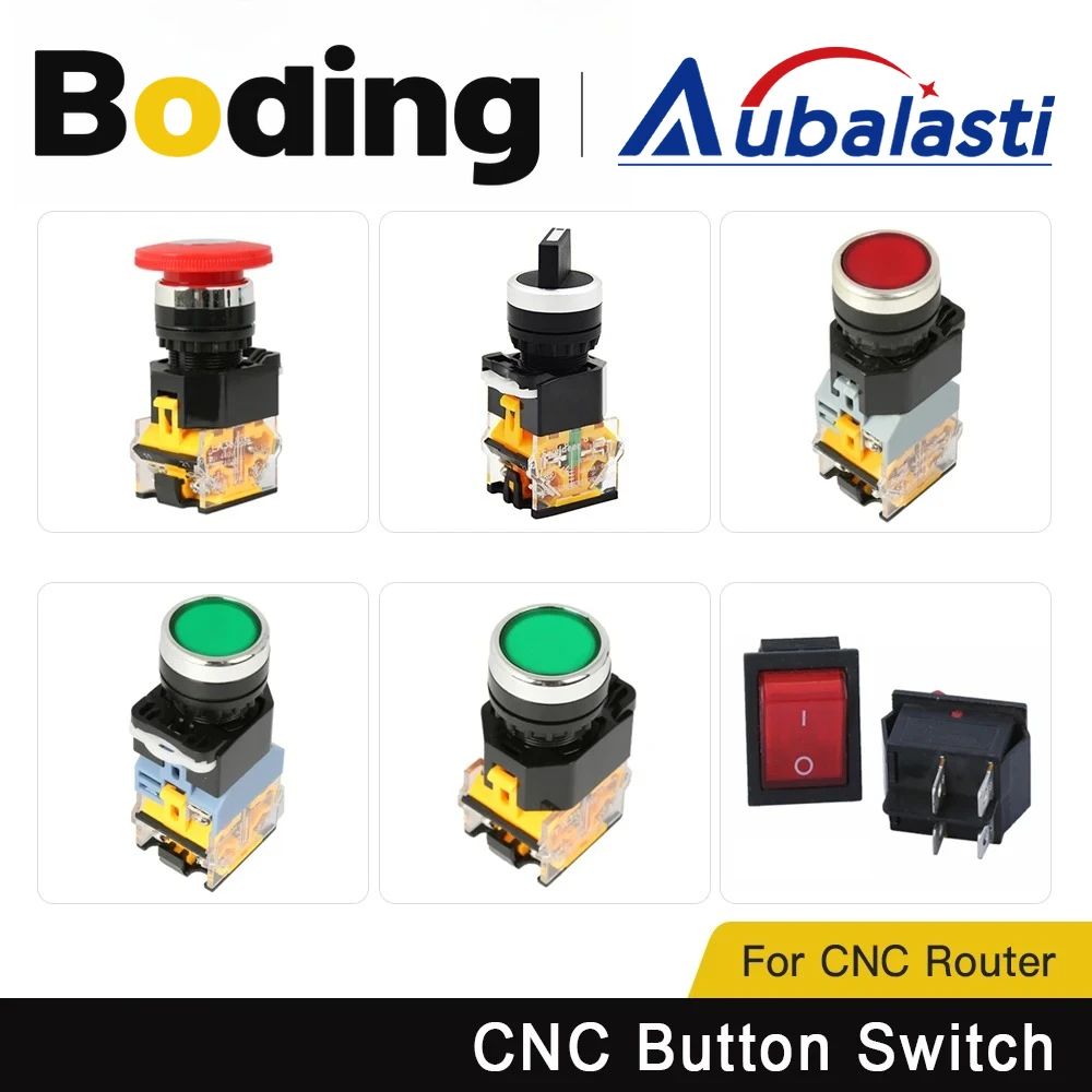 Aubalasti 22mm Plastic Mushroom LA38-11-BNZS Emergency Stop Push Button Switch On-Off Key Knob Switch Current 10A 220V