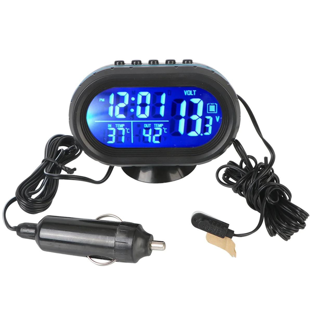 Interior Accessories 3 in 1 Car Voltmeter Thermometer Backlight LCD Digital Noctilucous Clock 12V/24V Car Electronic