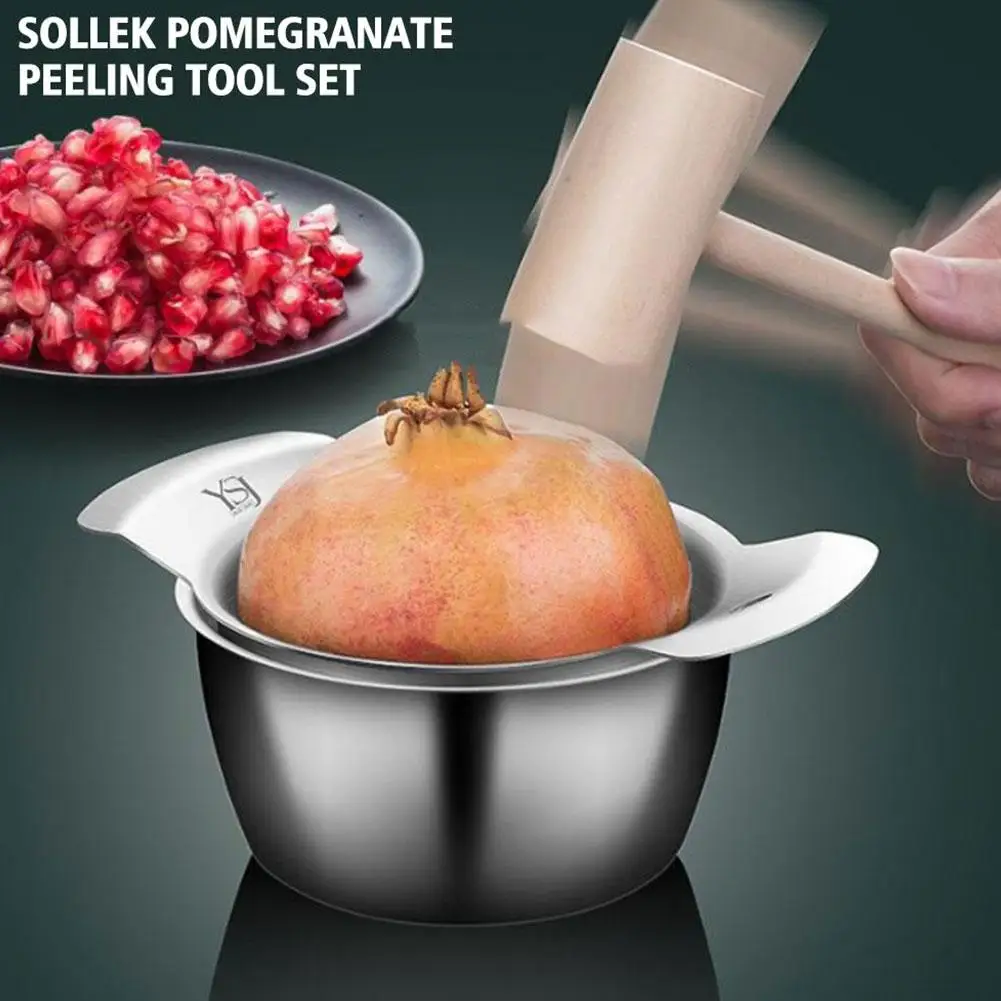 Pomegranate Peeling Tool Stainless Steel Pomegranate Peeler With Bowl High Efficient Fruit Deseeder For Home Kitchen Accessorie