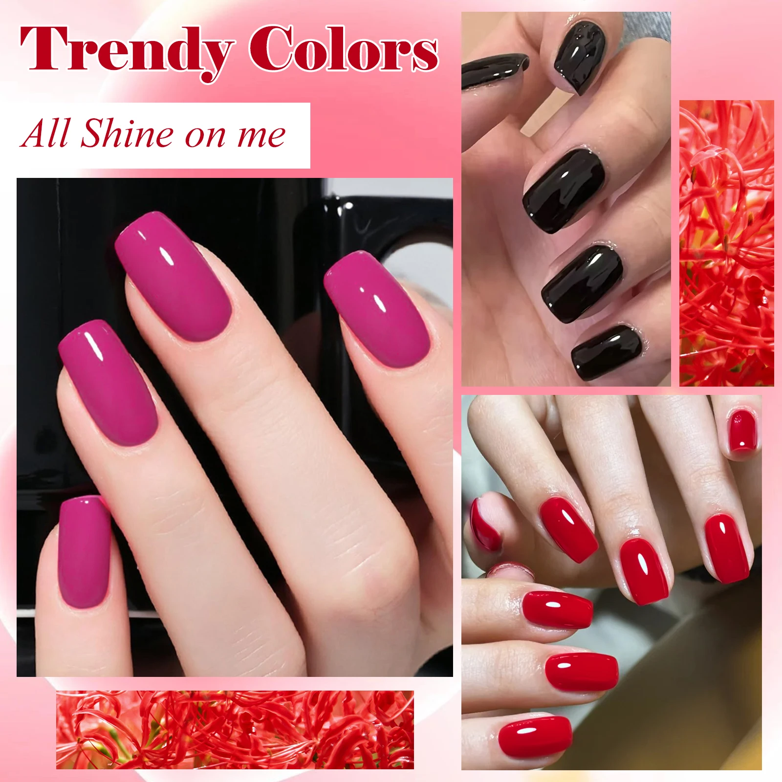 3pcs 10ml Black White Red Pink Gel Nail Polish Set HEMA TPO FREE Semi Permanent Soak Off UV Gel Varnish Nail Supplies Decoration