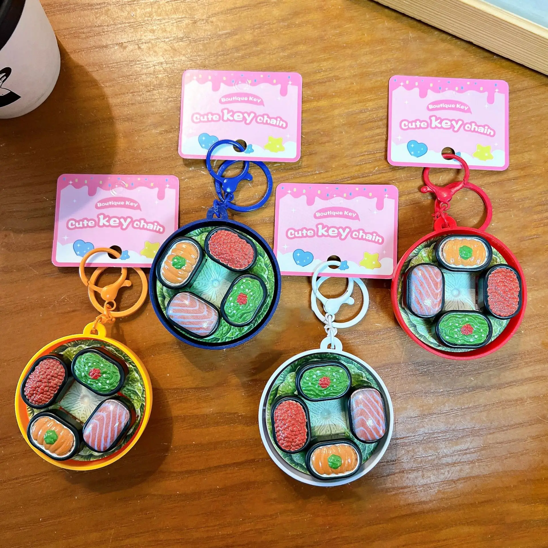 Creative Rotating Hot Pot Bowl Keychain Fun Rotating Gyroscope Backpack Pendant School Bag Accessories Keyring Cute Ornaments