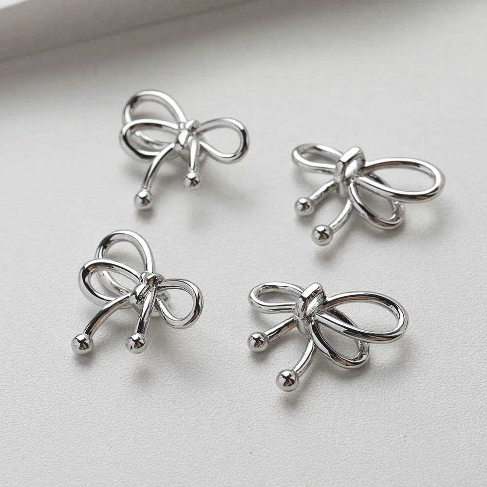4PCS Dainty Bow shape beads Jewelry Making Bracelet Necklace Supplies Pendant DIY Brass 14k Gold Plated Accessories