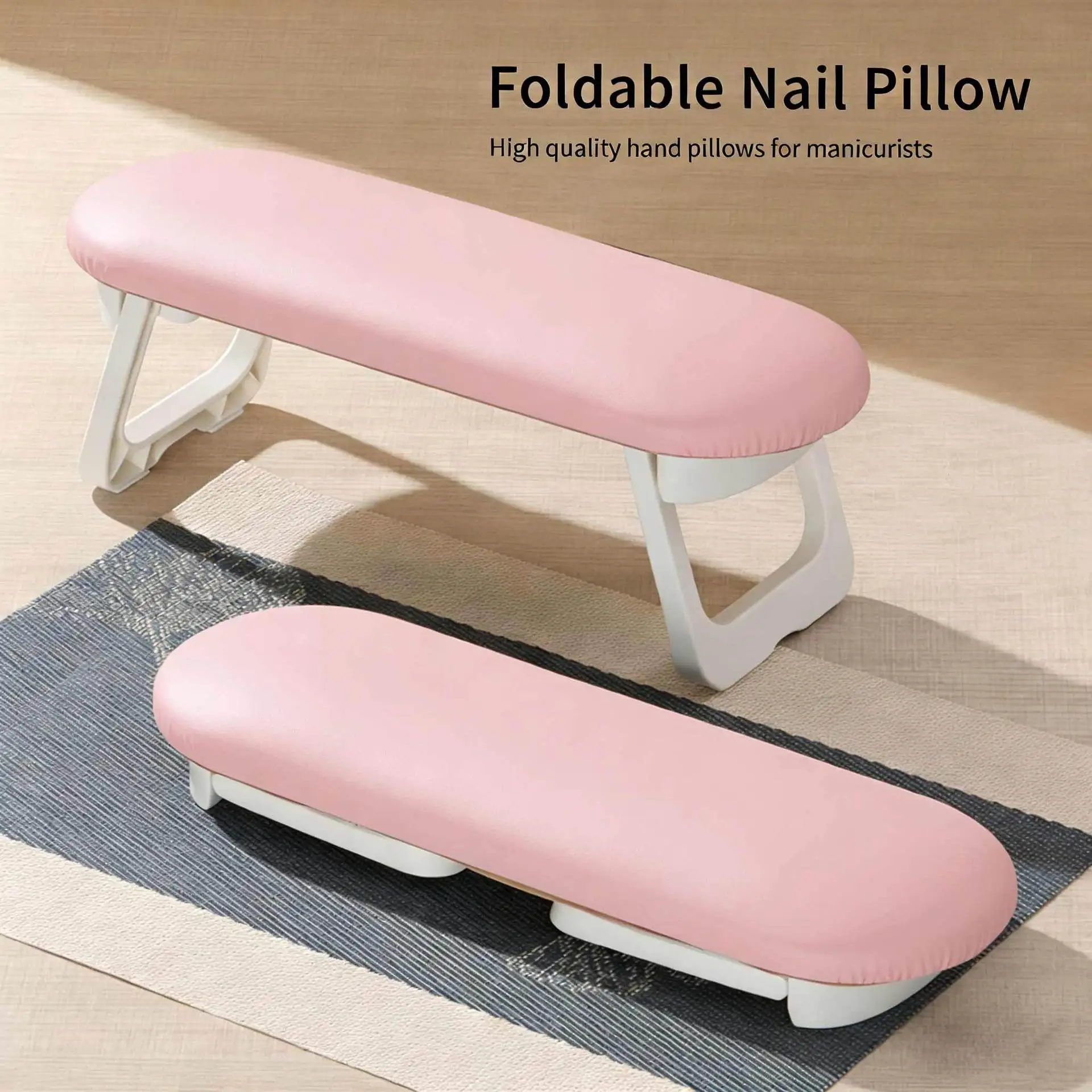 Adjustable Height Nail Hand Rest Pillow, Foldable Manicure Cushion for Desktop, Comfortable Salon and Home Use