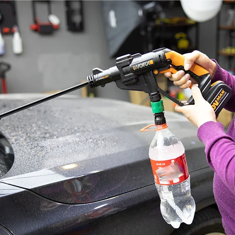 Pistola per lavatrice a batteria al litio con bottiglia di Coca Cola Tubo per pistola per lavatrice ad alta pressione Adattatore per pistola a