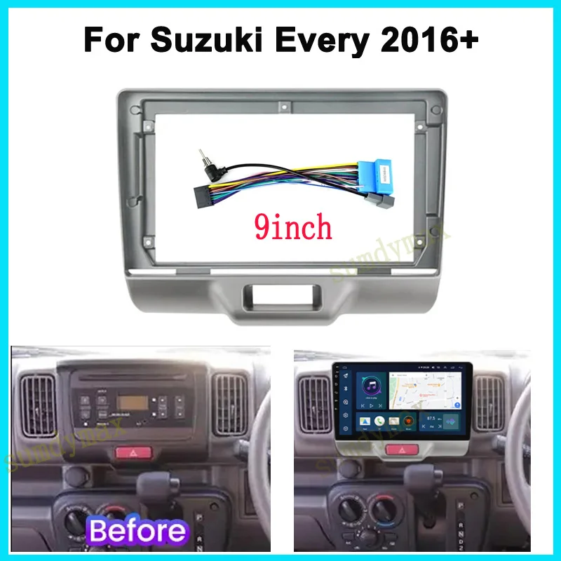 

9inch big screen 2 Din android Car Radio Fascia frame For SUZUKI EVERY MAZDA Scrum Wagon car radio fascias panel with cable