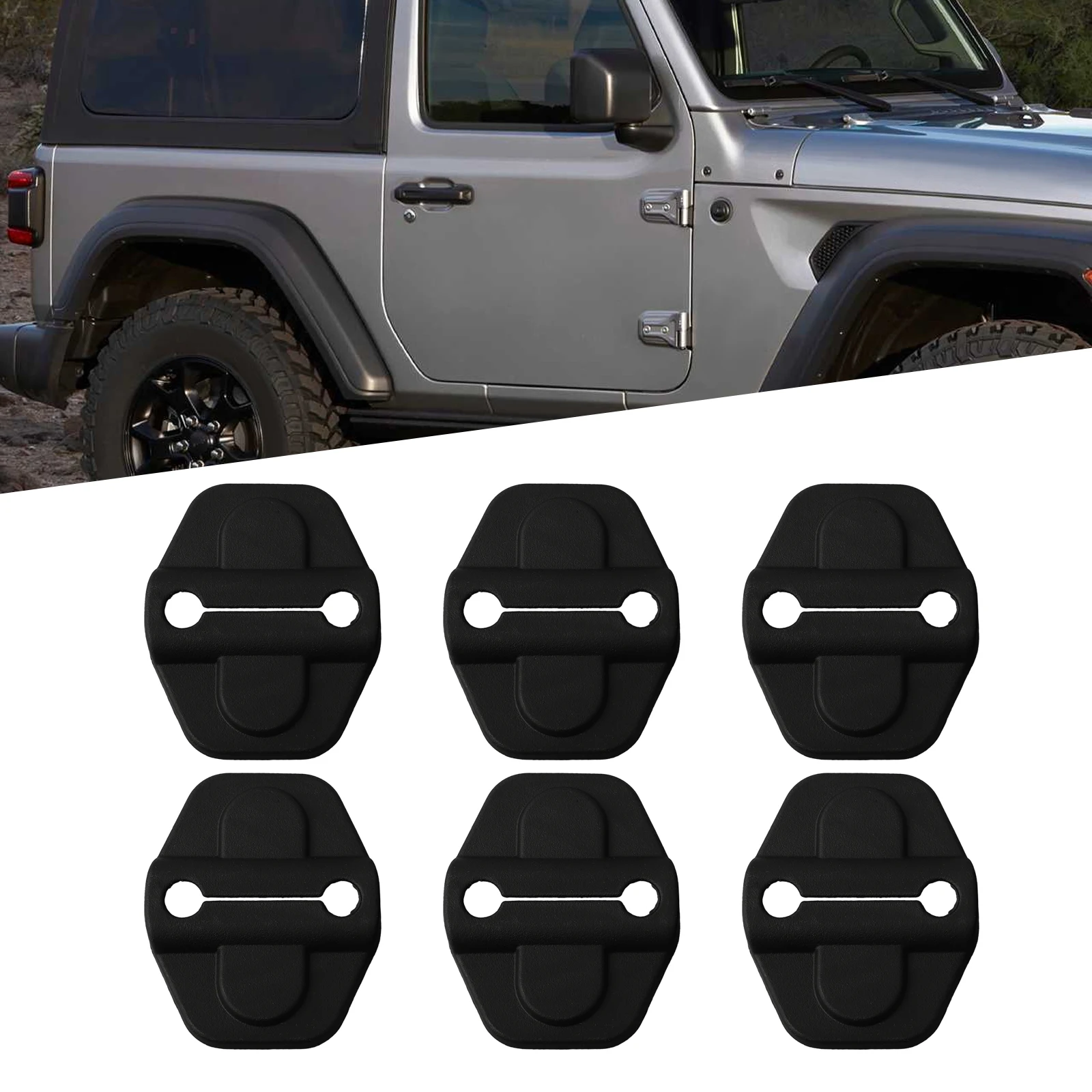 6pcs/set Car Door Lock Protector Cover ABS Accessories Fits For Jeep For Wrangler JL 2018 2019 2020 Accessories