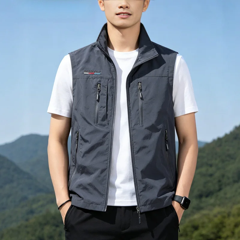 Summer and Autumn Multi-pocket Thin Workwear Fishing Vest Work Wear Biker Outdoor Quick-drying Men's Spring Best