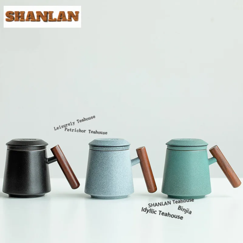 

320ml Chinese-style Side Handle Filter Tea Separator Cup Retro Tea Mug With Infuser Tea Maker Office Water Cup Cafes Gift Craft