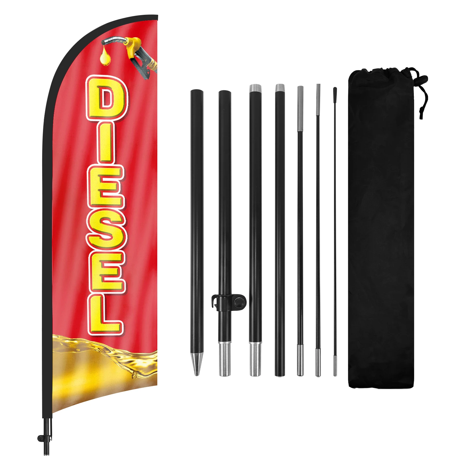 FSFLAG 1PCS 280CM The Diesel2 Feather Flag with Flagpole Advertising Outdoor Banner Decoration for Business and Storefront