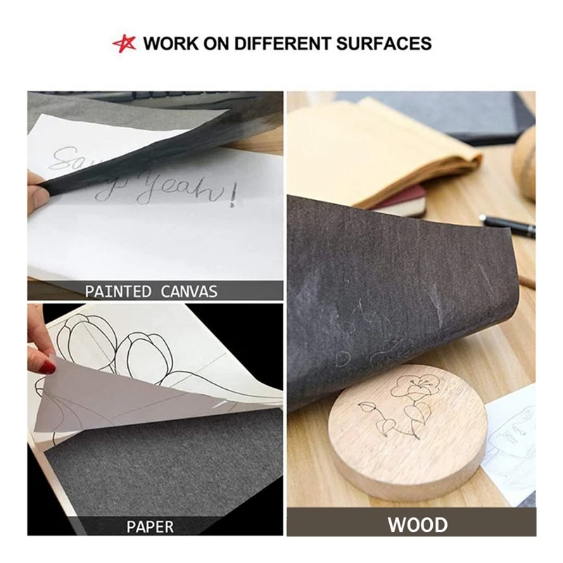 200Pcs Carbon Transfer Paper 11.5 X 8.3 Inch A4 Tracing Paper Carbon  Paper With Embossing Stylus Black
