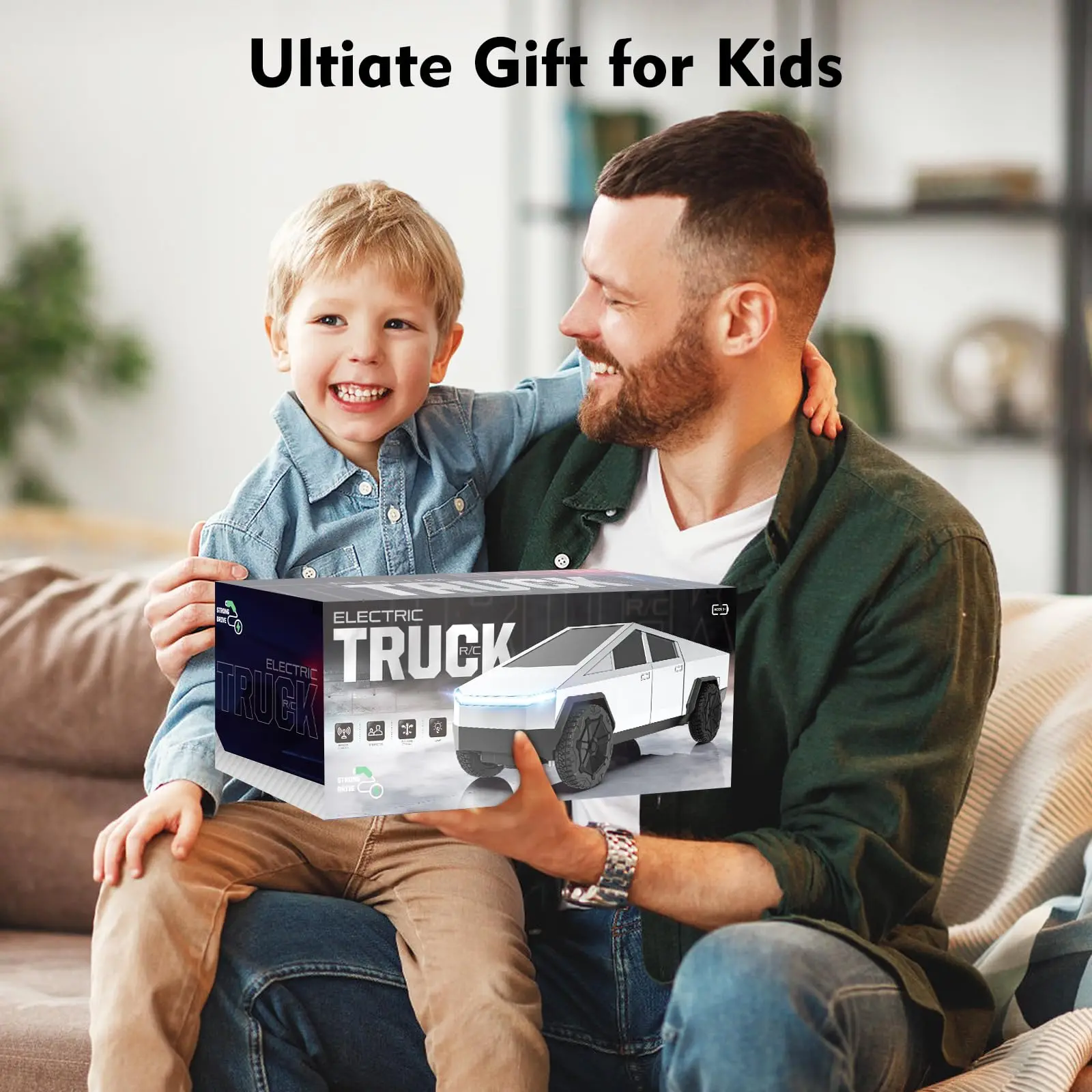 1:24 RC 사이버트럭 픽업 4WD 오프로드 원격 조종 자동차, 27Mhz 고속 듀얼 모터 트럭 LED 라이트 포함, 소년 어린이 선물