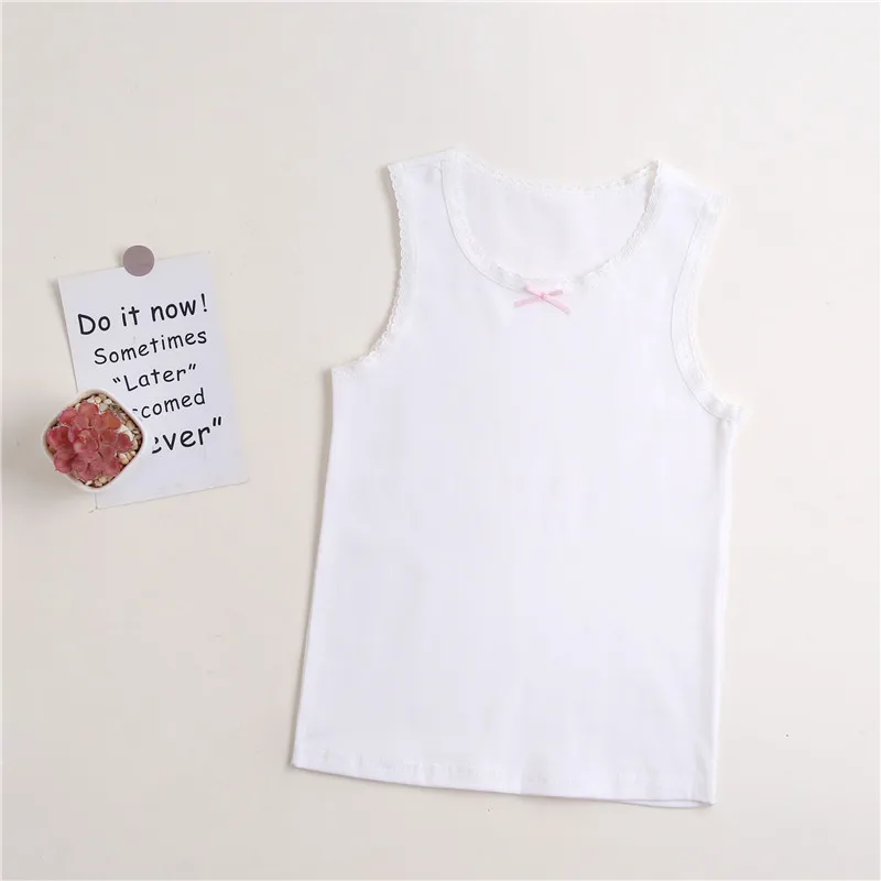 Girl Solid Color Singlet Shirt Kids Cotton Under Shirt Size 100-150 Children Breathable Tops Under Wear Summer Home Wear