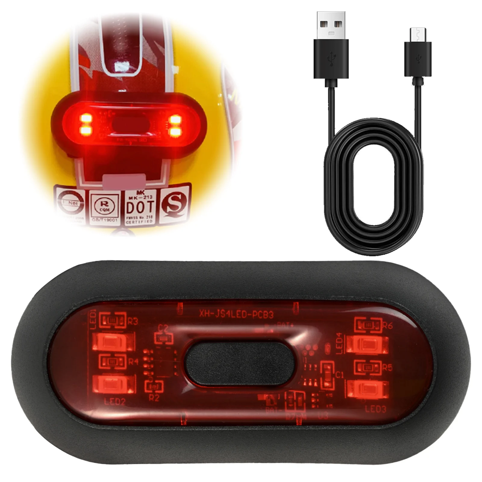 Bicycle LED Rear Light USB Rechargeable RED Flashing Running Taillight Three Modes Riding Cycling Safety Lamp Helmet Accessories