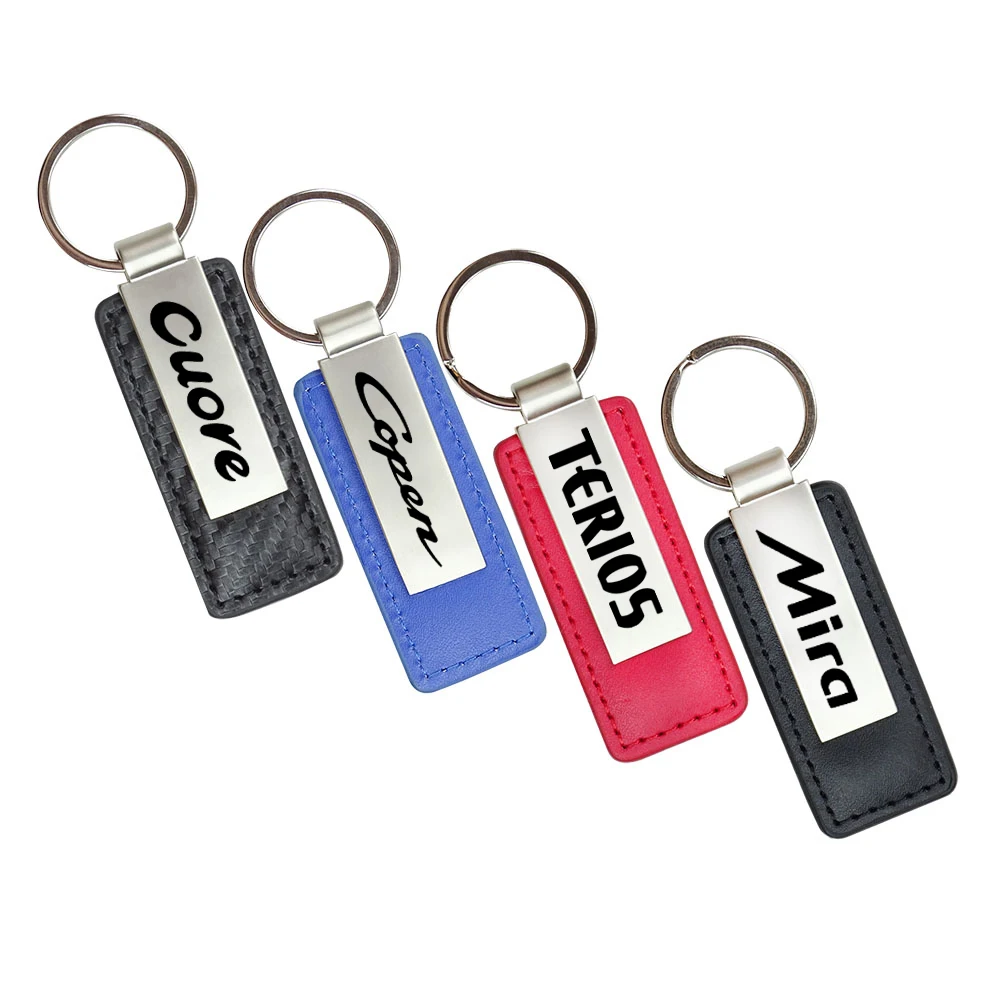 Car Key Rings for Daihatsu XENIA TERIOS MOVE LUXIO Gran Max FEROZA Cuore Copen Charade AYLA ALTIS Leather Metal Key Chain Emblem