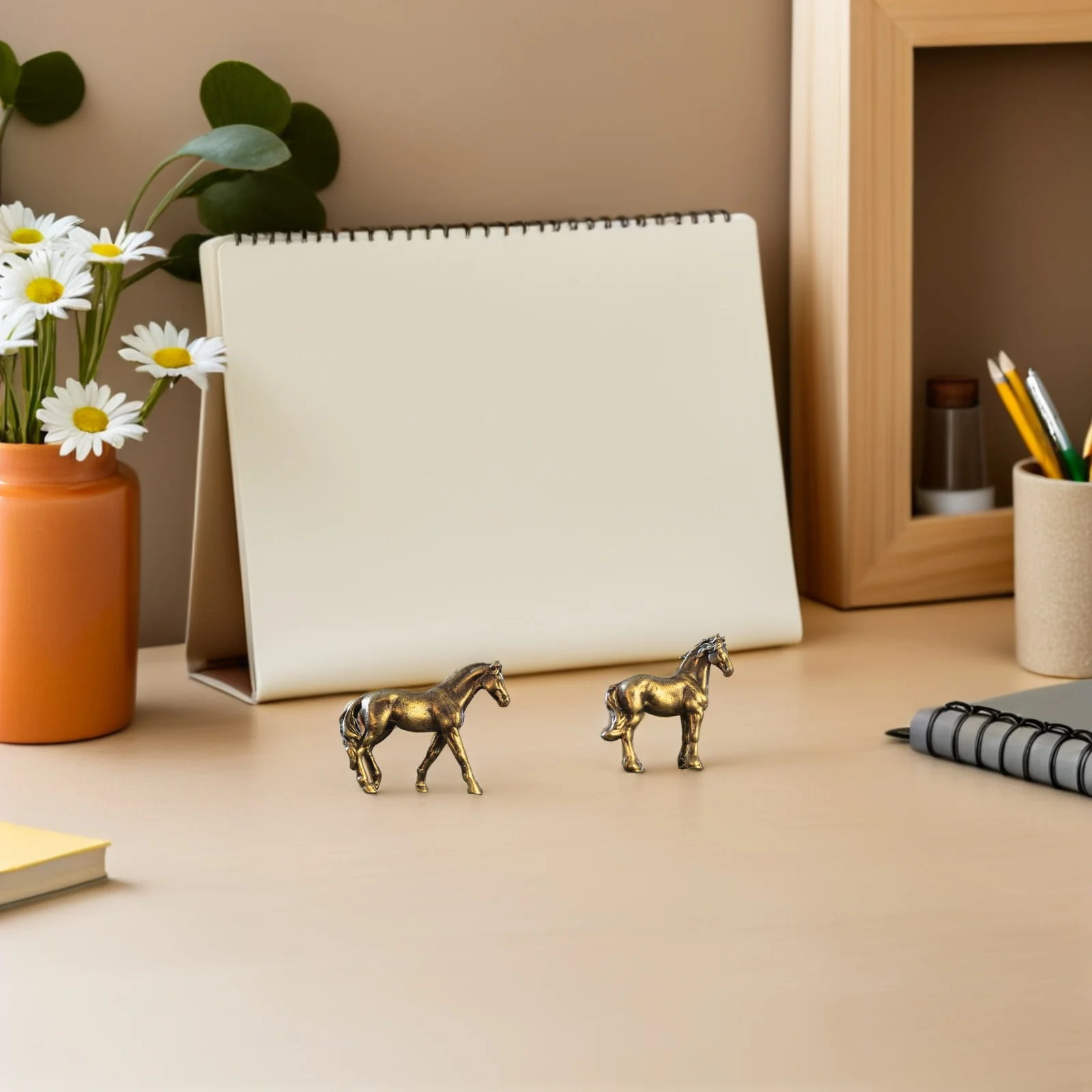 

4pcs Sturdy Brass Horse Sculptures Set Miniature Metal Desktop Decor Mini Horse Statue Feng Shui Chinese Zodiac Ornament Vintage