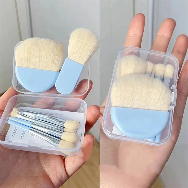 Mini caja de brochas de maquillaje, 6 uds., base en polvo cosmética portátil, colorete, mezcla, corrector, brochas de maquillaje, herramientas de maquillaje de belleza