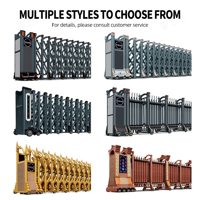 custom.Modern Retractable Gate Aluminium Manual Remote Control Telescopic Sliding Gate Schools Industrial Park
