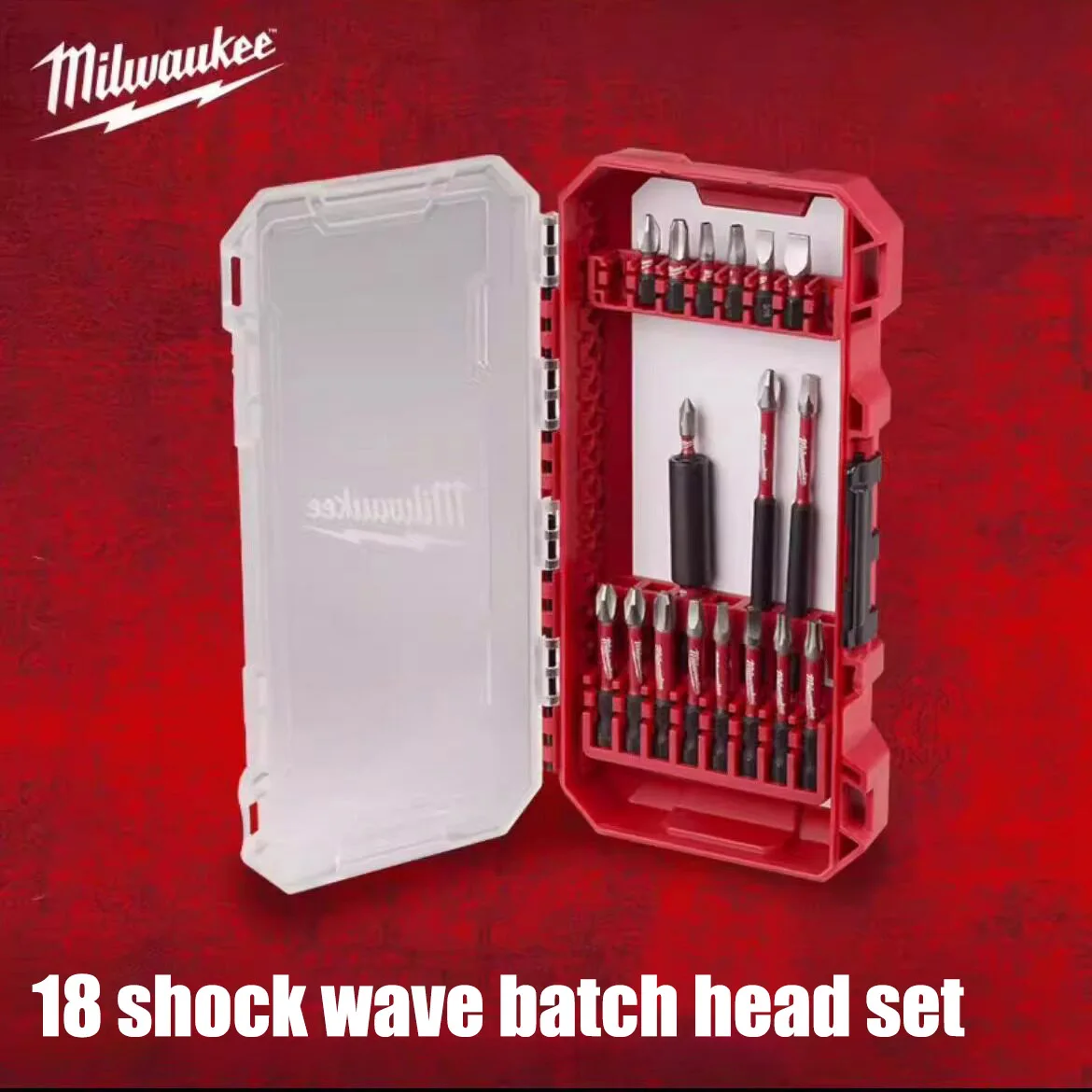 Milwaukee 18-teiliges Stoßwellen-Bit-Set, Zubehör für elektrische Stoßwellen-Bit-Verlängerungswerkzeuge 48-32-4403