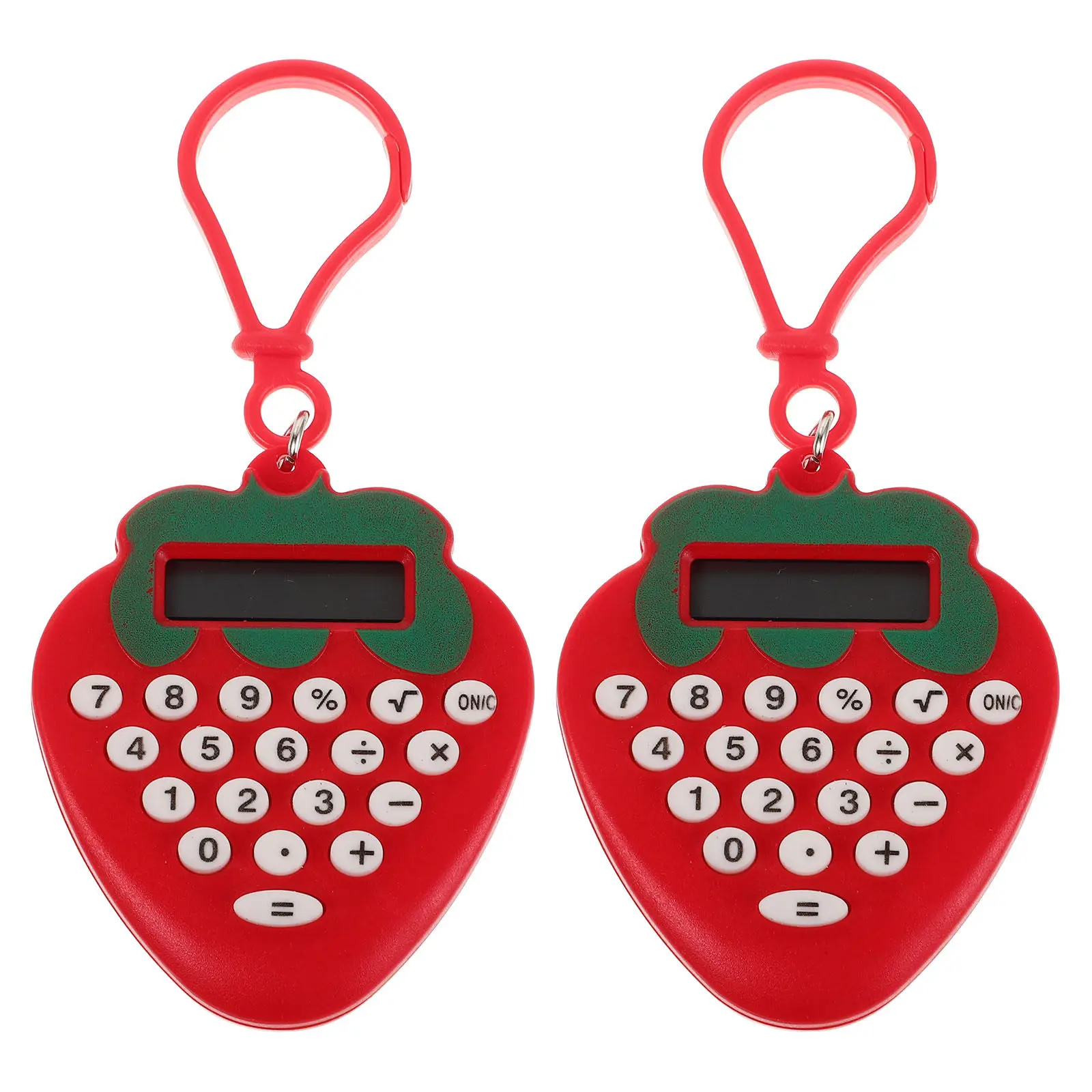 

2 шт. мини-портативные калькуляторы с дизайном клубники, компактные электронные калькуляторы-брелоки карманного размера для школьников