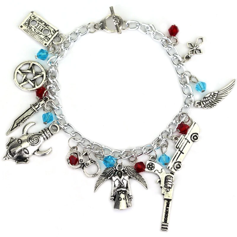 Supernatural Deaf Protection Talisman Charm Female Role-Playing Pentagram Bracelet Winchester Jensen Ackles Skull Ball Bracelet