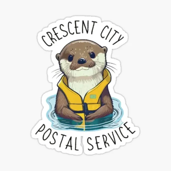 Crescent City Postal Service Otter  5PCS Stickers for Funny Decorations Room Bumper Stickers Window Living Room Home Car Art
