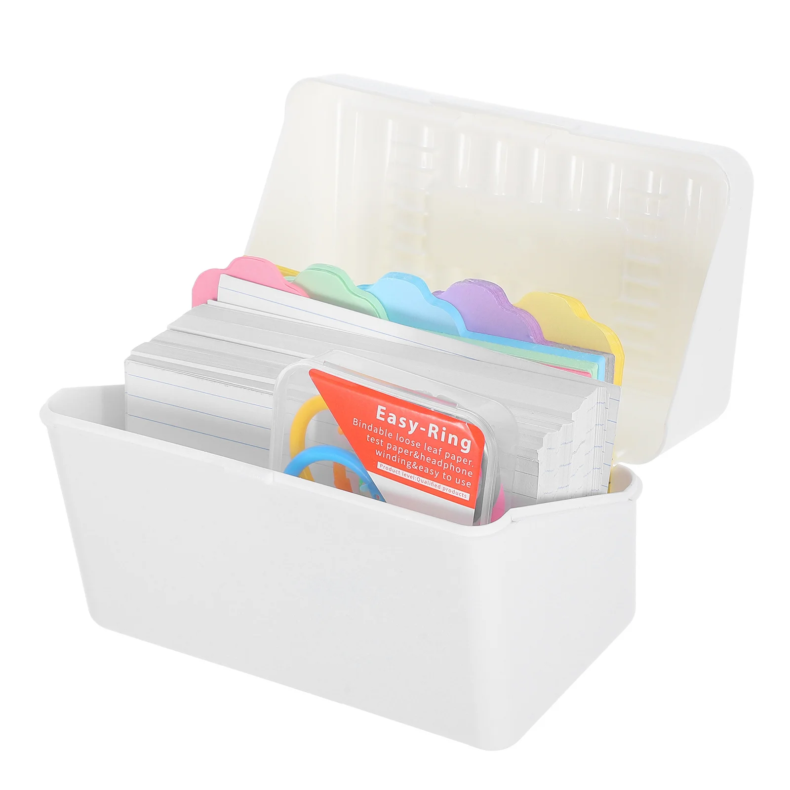 

1Set Desktop Cards Organizer Index Card Storage Box Plastic Flashcard Holder Large Capacity Office Recipe Card Case
