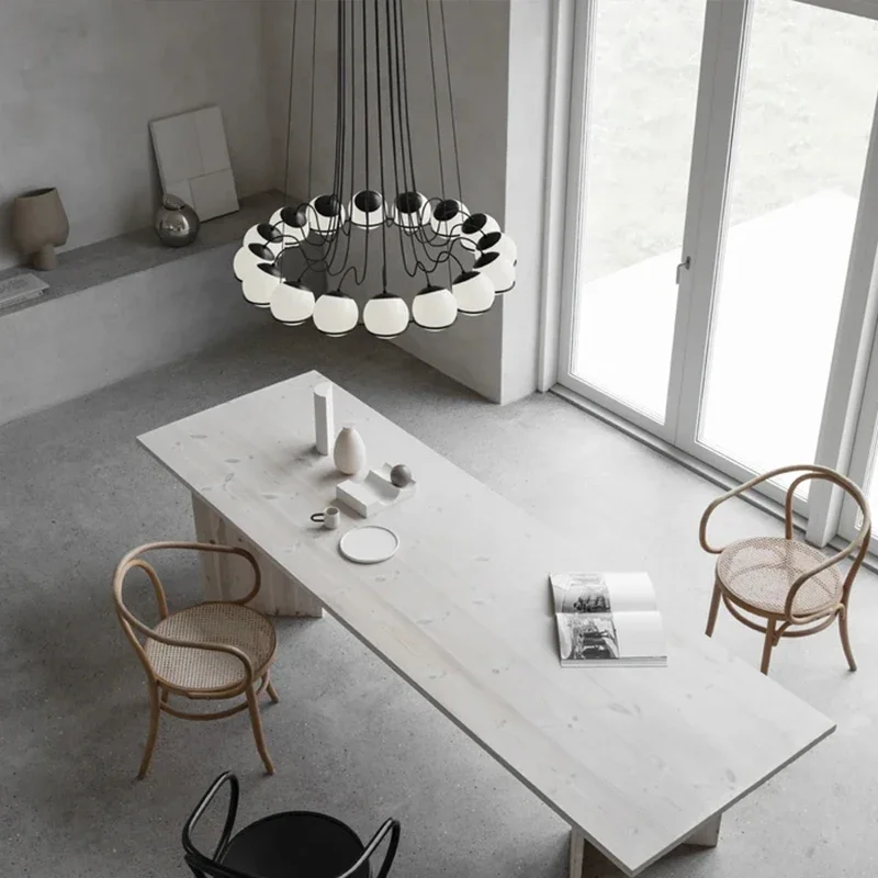 

Designer Round Chandelier Nordic Model 2109 Suspension Lamp For Dining Room Bedroom Decor LED White Glass Ball Hanging Light