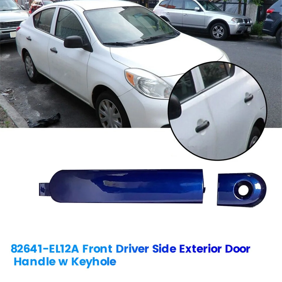 82641-EL12A Front Driver Side Exterior Door Handle W/Keyhole for Nissan Versa 2007-2012 Outside Door Puller 82641EL12A B