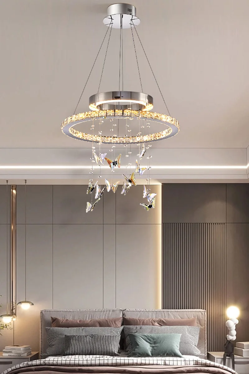 Light luxury crystal living room chandelier high-end atmospheric dining table creative butterfly designer villa dining room lamp view 4